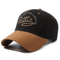 Cotton adjustable dome hat with English letter detail in black on white background