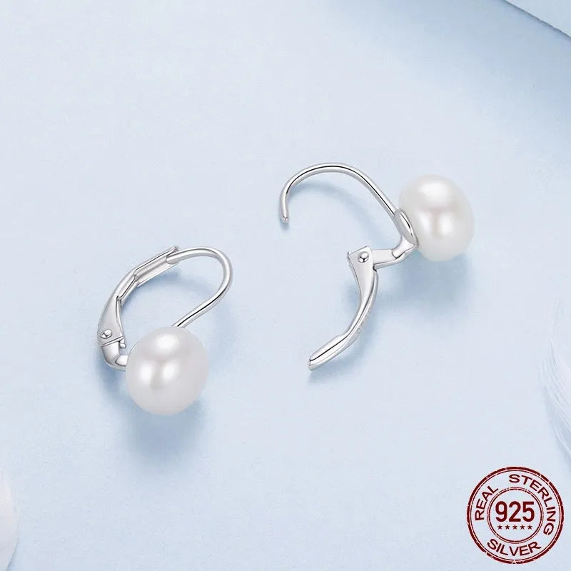 Romantic pearl earrings in 925 sterling silver for women BSE1214 colour silver tone