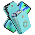 PU leather iPhone case with card slot and folding stand in black, mint green, milky white, red or rose gold