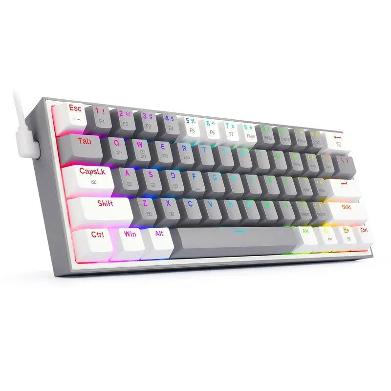 Fizzgear K617 white pink RGB mechanical keyboard with dual keycaps and multimedia controls