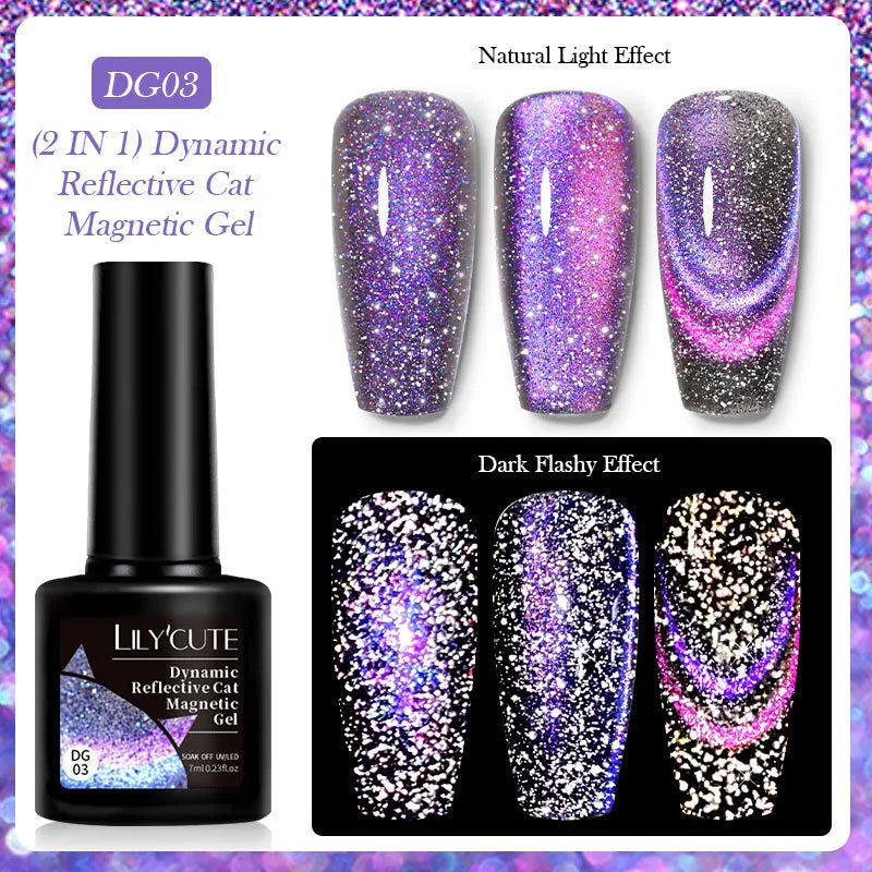 Cat eye series nail polish gel with diamond fragments and glitter in six colour options