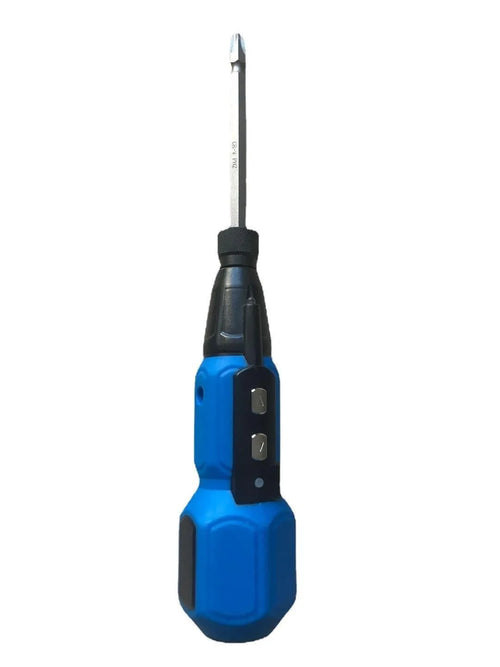 Alloy steel electric screwdriver with straight handle in black or blue colour, 36V rechargeable battery