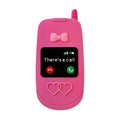 Light pink silicone flip phone case with a mirror, shown next to a rose red version, for iPhone models.