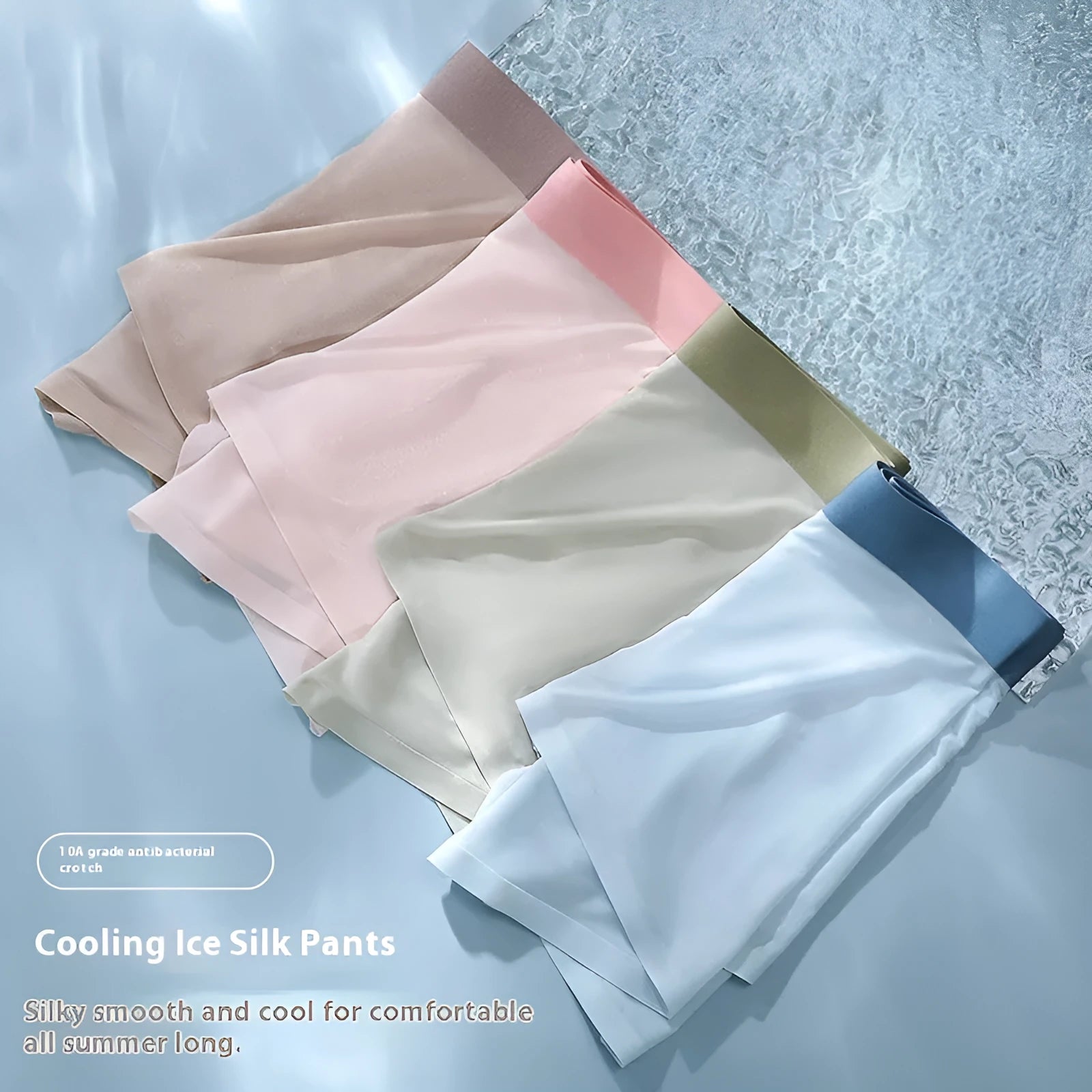 Men's seamless ice silk shorts in bean green, shown flat, highlighting the mid-waist and hip-lifting design.