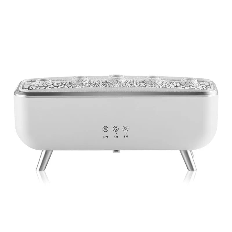White square ultrasonic jellyfish smoke ring humidifier with remote control and UK plug for desktop use