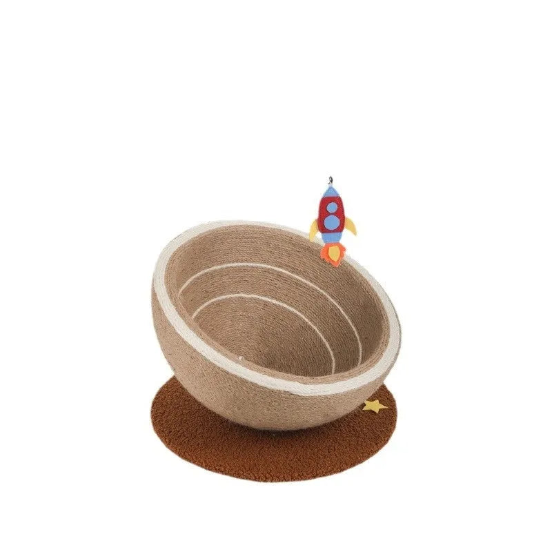 Large cat scratching board with integrated nest in starry sisal colour