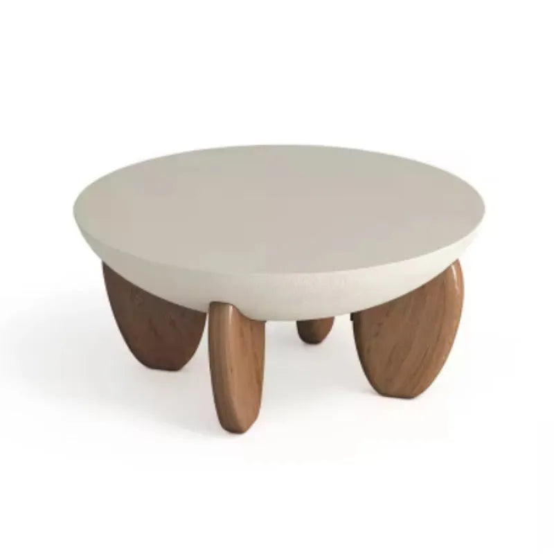 White solid wood coffee table with adjustable legs and storage compartment.