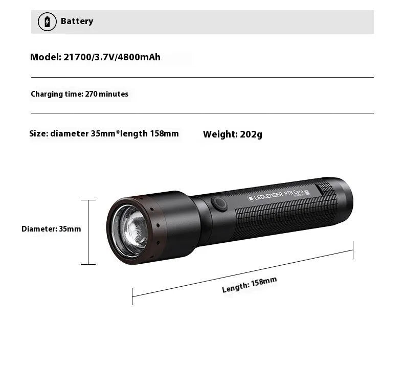 Super bright black aluminium alloy LED torch for outdoor and household use