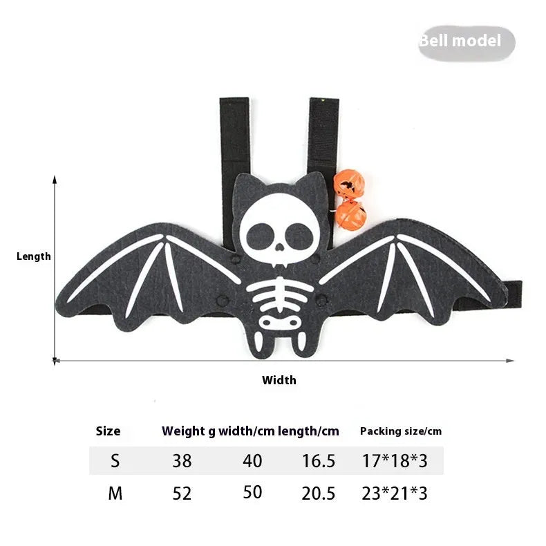 Halloween batwing costume for cats in felt material with multiple colour options