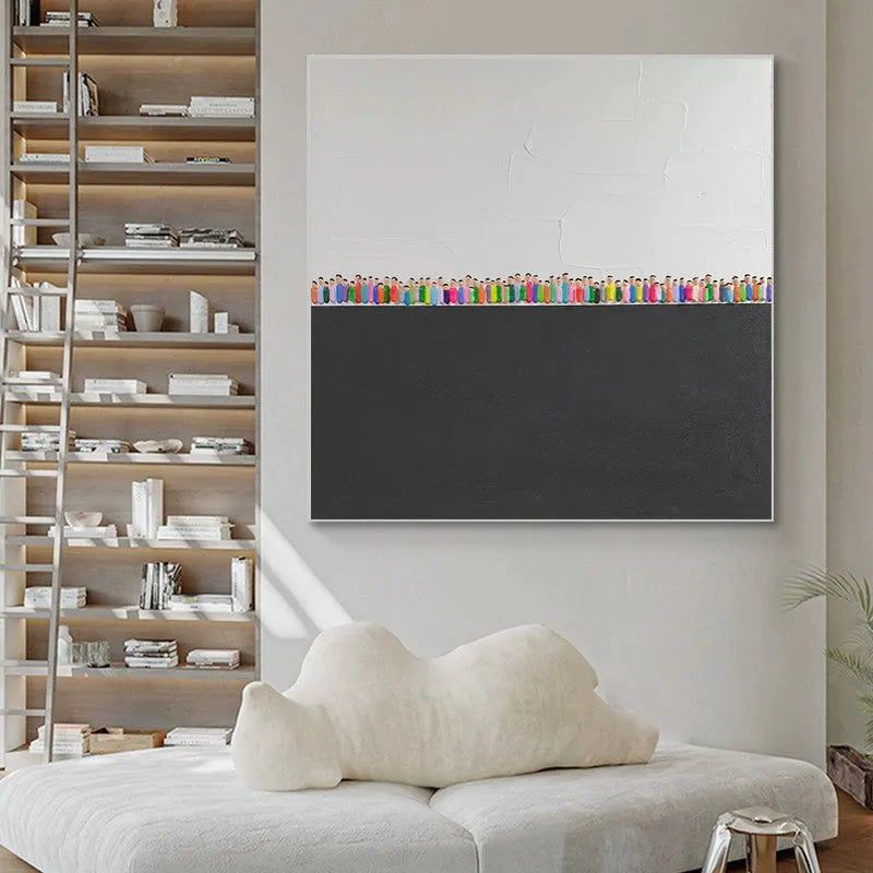 Hand painted abstract oil painting on square canvas, one panel, unframed, for modern wall decor