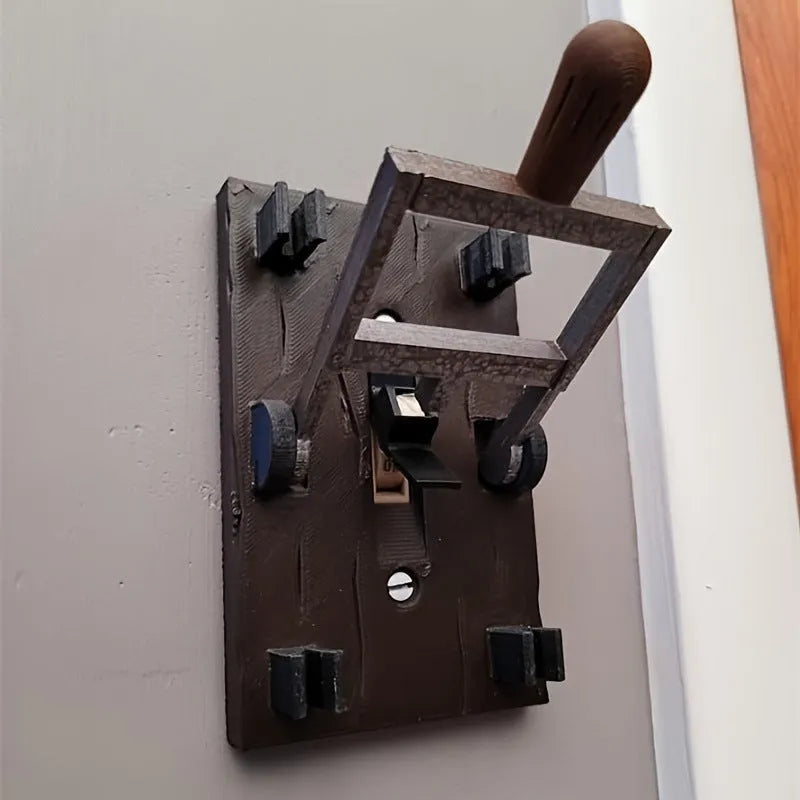 Retro-style decorative wall light switch plate with mechanical switch in PLA material.