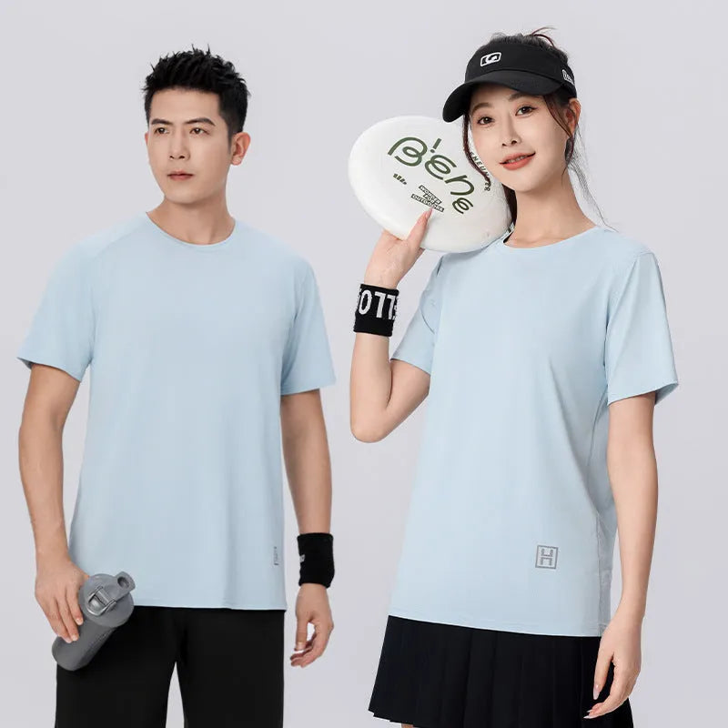 Ice silk quick-drying round neck T-shirt overalls in slim fit pullover style, available in multiple colours