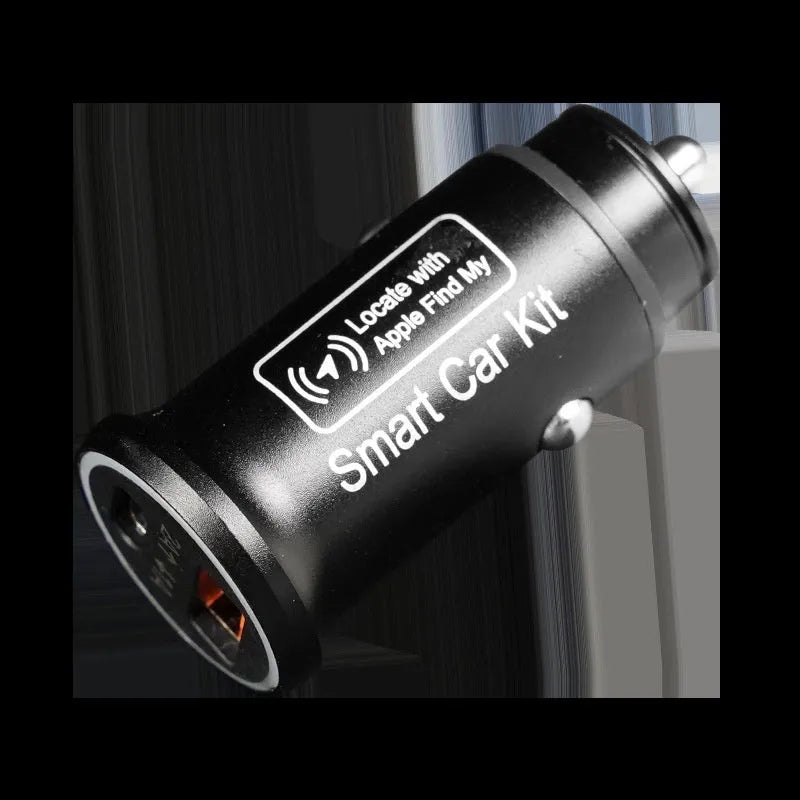 Black ABS plastic car charger GPS vehicle tracker device with power plug.