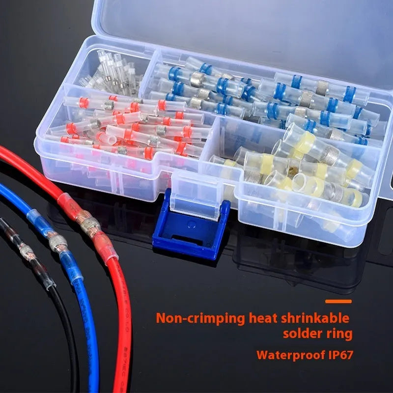 Heat shrink solder ring terminal connector in multiple colours for waterproof electrical connections