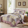 Washed pure cotton quilted bedspread set with matching pillowcases in a Korean style pattern