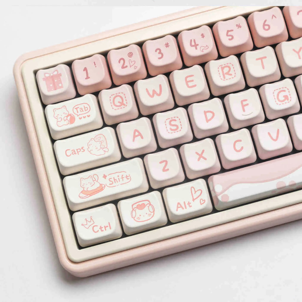 Full set of mechanical keyboard PBT sublimation key caps showing alphanumeric and modifier keys