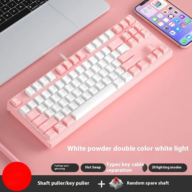 87-key mechanical gaming keyboard with dual-colour backlighting and metal chassis