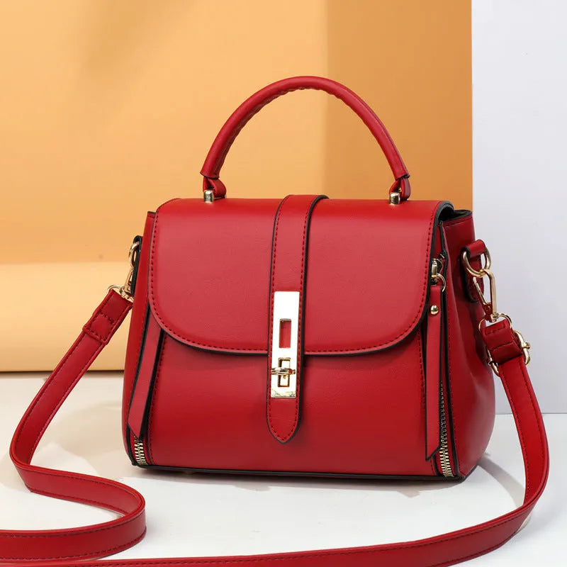 Women's soft PU leather shoulder bag in square vertical messenger style showing black colour option