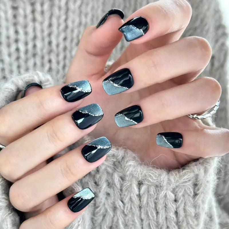 Set of press on false nails featuring a sweet girl cartoon design.