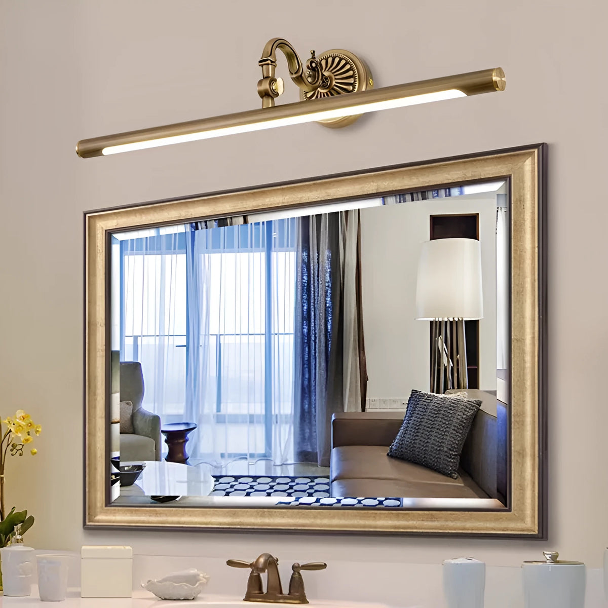 All copper 750mm mirror front lamp with 12W 4000K LED strip and acrylic anti-fog cover for bathroom