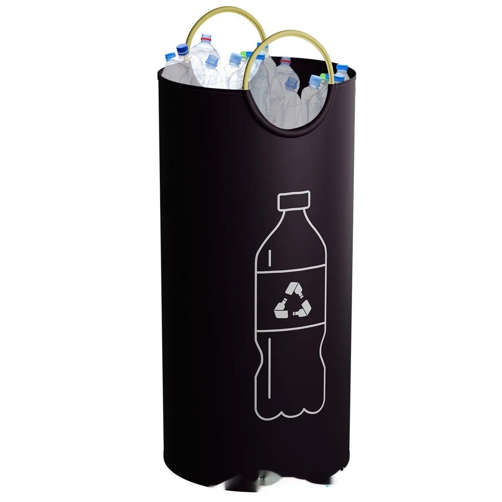 Round portable PP plastic trash can with removable bag, 38cm diameter by 72cm high.