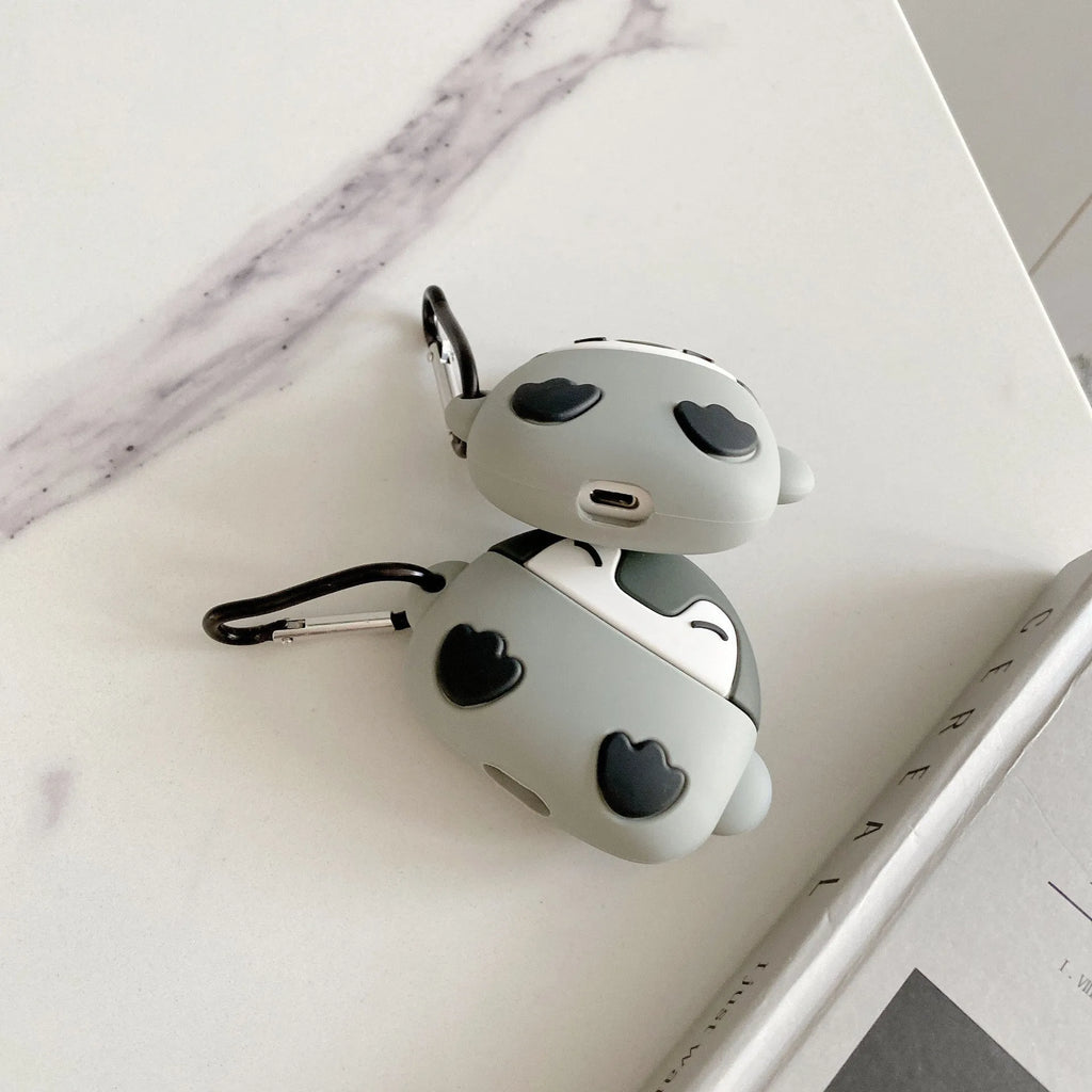 Penguin silicone AirPods case with red climbing button carabiner and 3D relief, fits AirPods 1 2 3 Pro