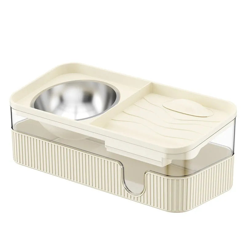 Automatic filtration and circulation cat water dispenser in cream colour with PP and stainless steel bowl