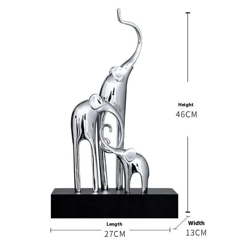 Fortune Bring Elephant resin decorative figurine in gold, silver, or retro colour finishes