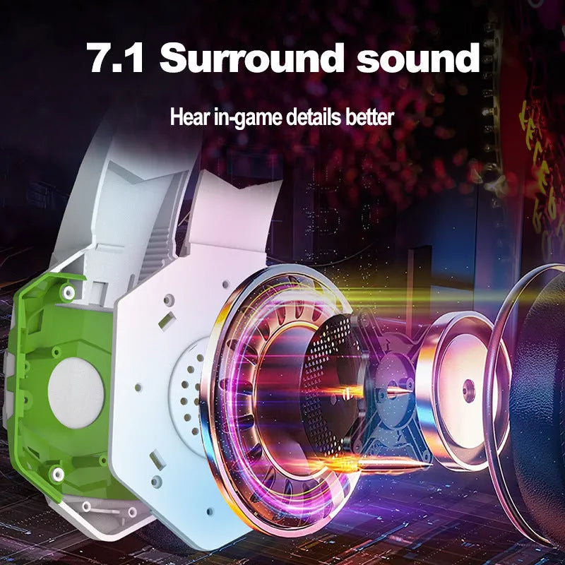 Wired gaming headset with LED breathing lights and microphone in blue colour option