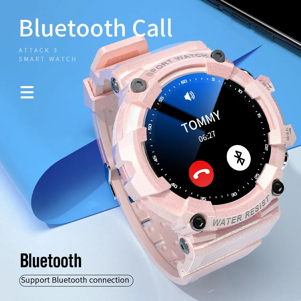 ATTACK 3 IP67 waterproof smartwatch in black with round colour screen on a TPU strap