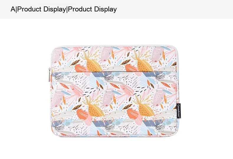 White waterproof PU leather laptop inner sleeve for 14 inch computers with anti-seismic padding.