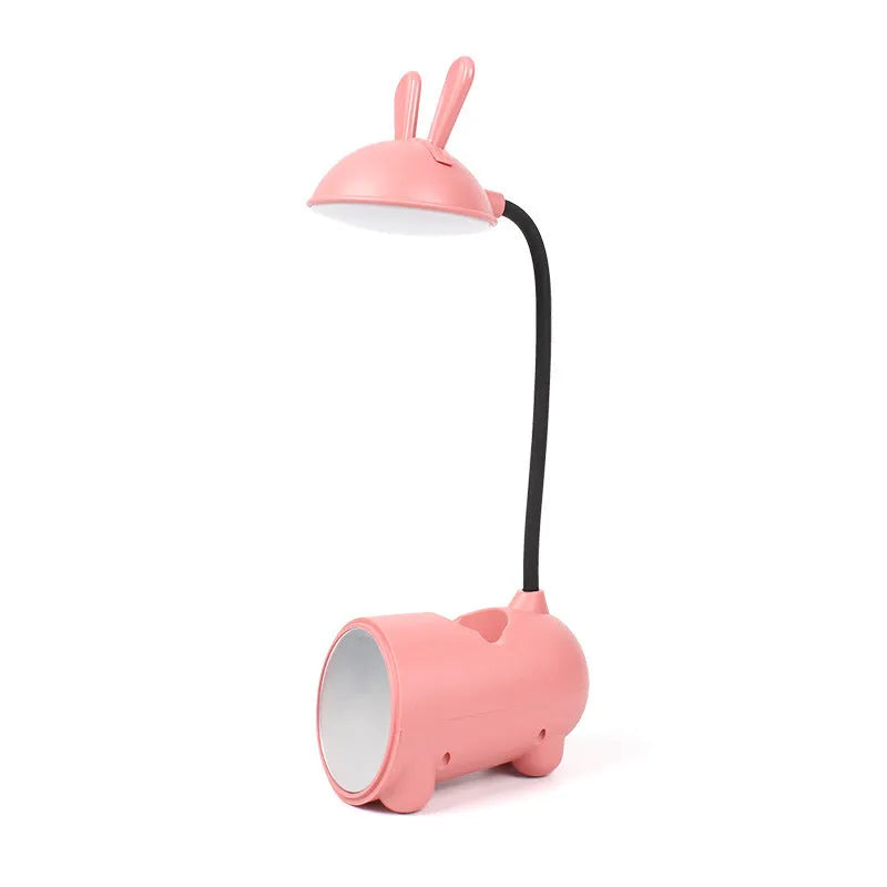 Cartoon-style USB desktop table lamp with storage compartments for pens and stationery
