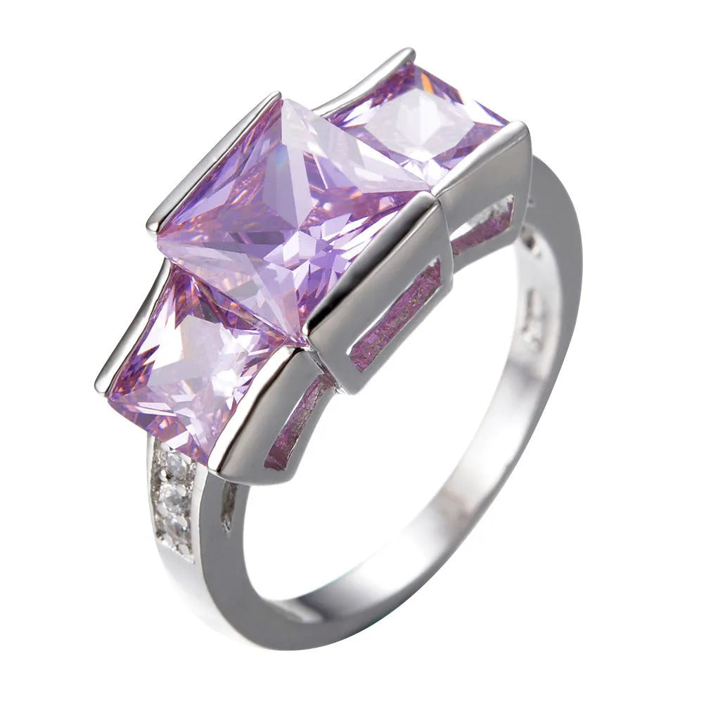 Geometric copper electroplated women's ring in multiple colour options showing sizes 6-10