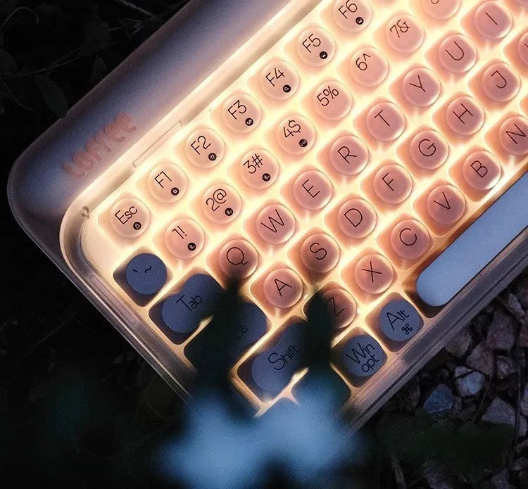 Liquid basic coloured wireless mechanical keyboard set with mouse, light lamp, and calculator