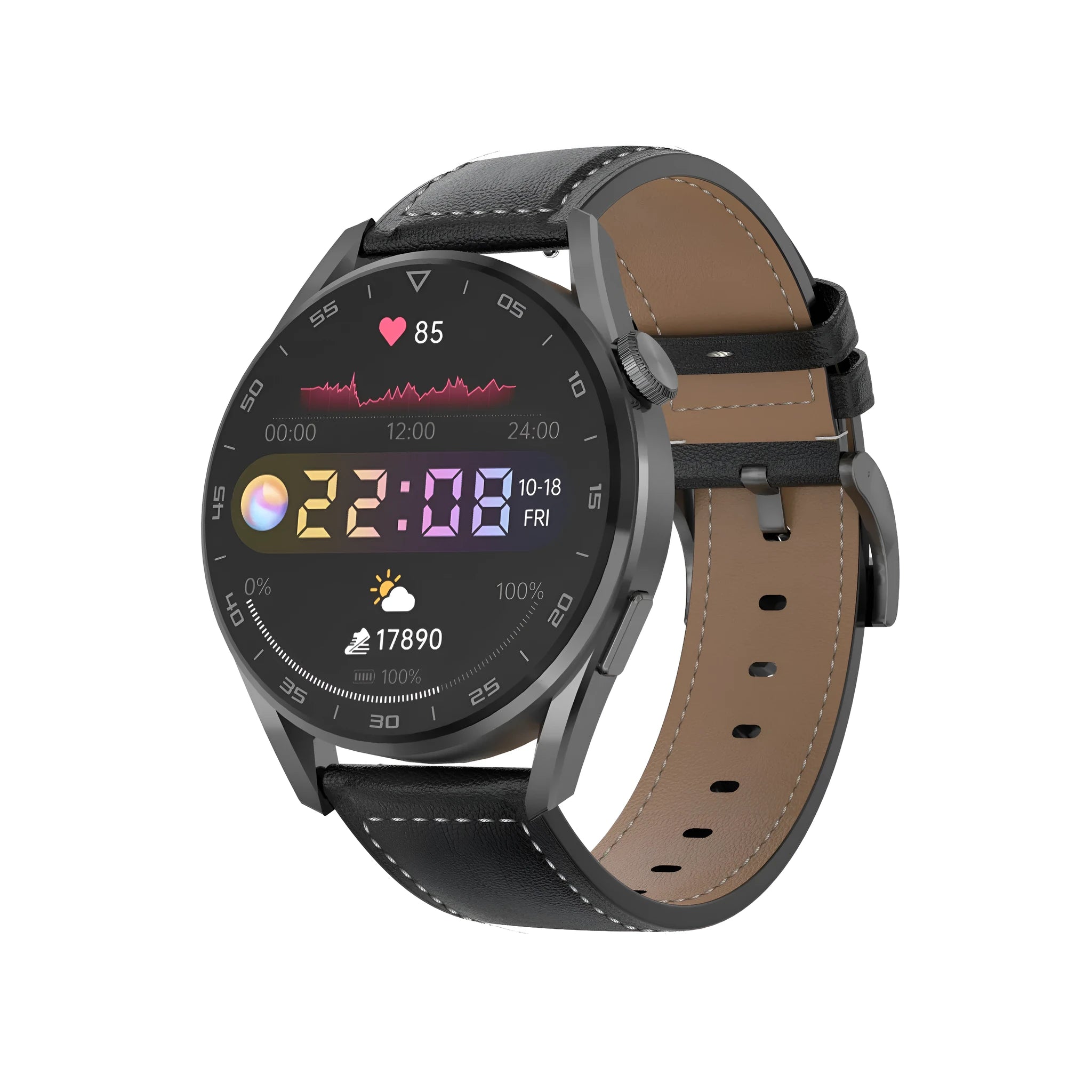 Smart watch with metal wristband and 1.3 inch screen showing Bluetooth calling interface