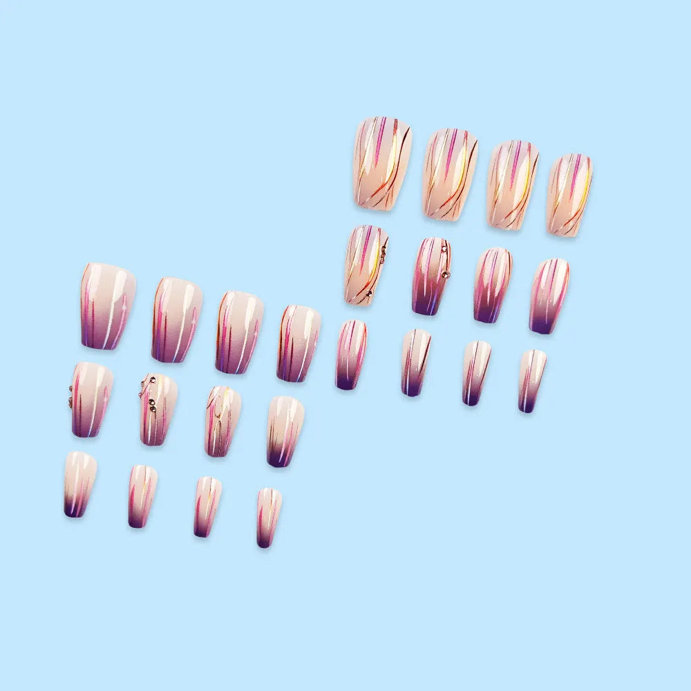 Magic colour asterism nail stickers with jelly gradient finish, 24 designs, short ballet length