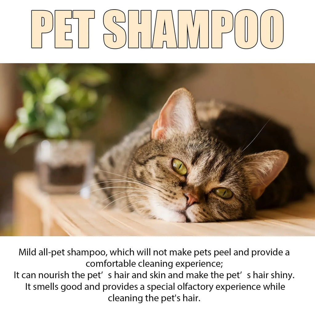 Bottle of mild dog shampoo for soft, tangle-free hair in 100ml and 300ml sizes