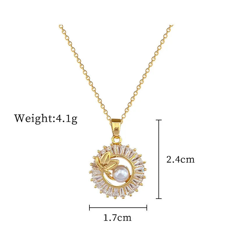 Geometric fashion jewellery set with gold plated copper detailing on titanium steel chain
