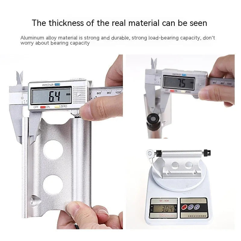 Silver metal quick release fixing clip for bicycle front fork on a white background.