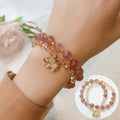 Retro colour hair crystal bracelet for women with strawberry quartz ethnic design
