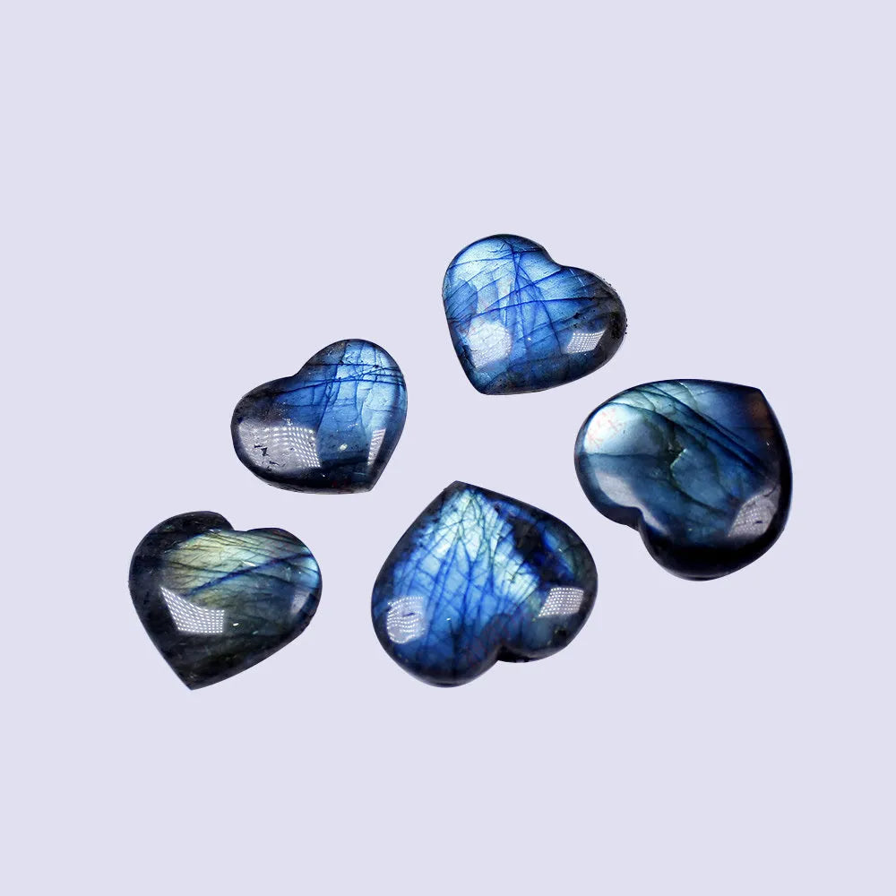 Natural feldspar heart pendant with handle play piece design in ocean blue colour