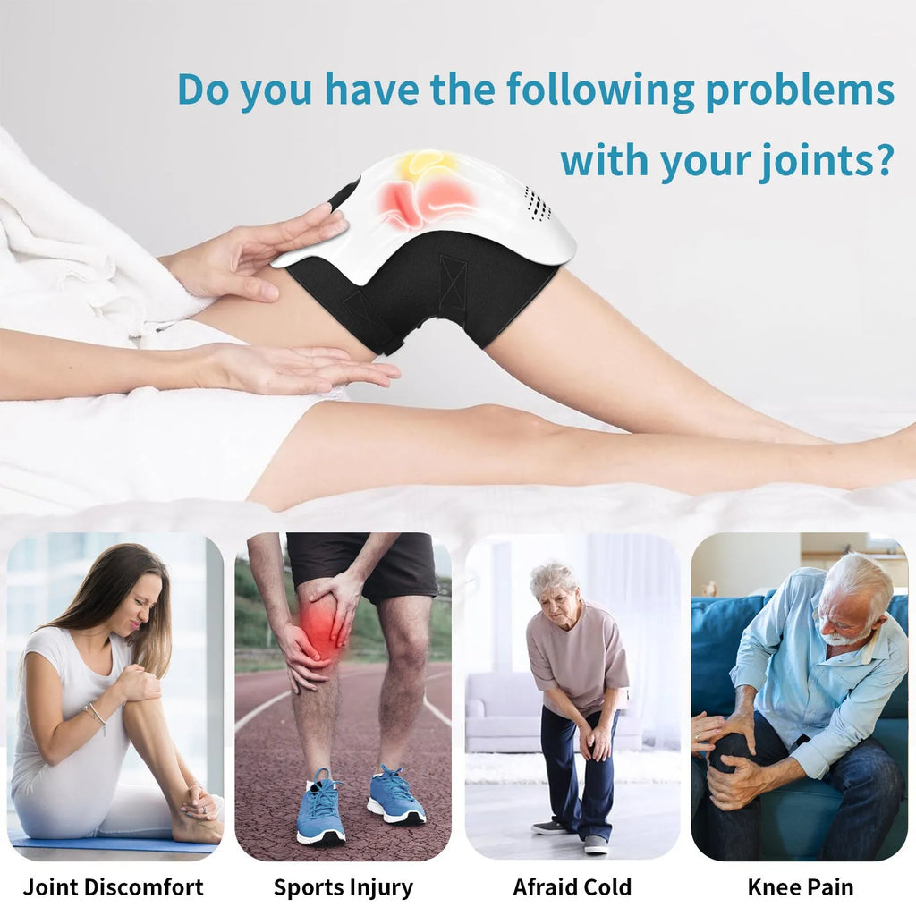 White electric knee massager with intelligent kneading and heating functions for home pain relief