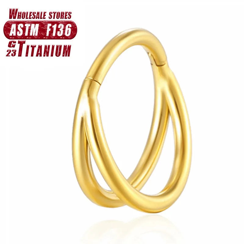 Titanium alloy fork nose ring in silver, gold, black, rose gold and colourful finishes.