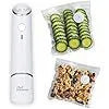 White USB electric vacuum food storage pump with five 26x28cm plastic zipper bags