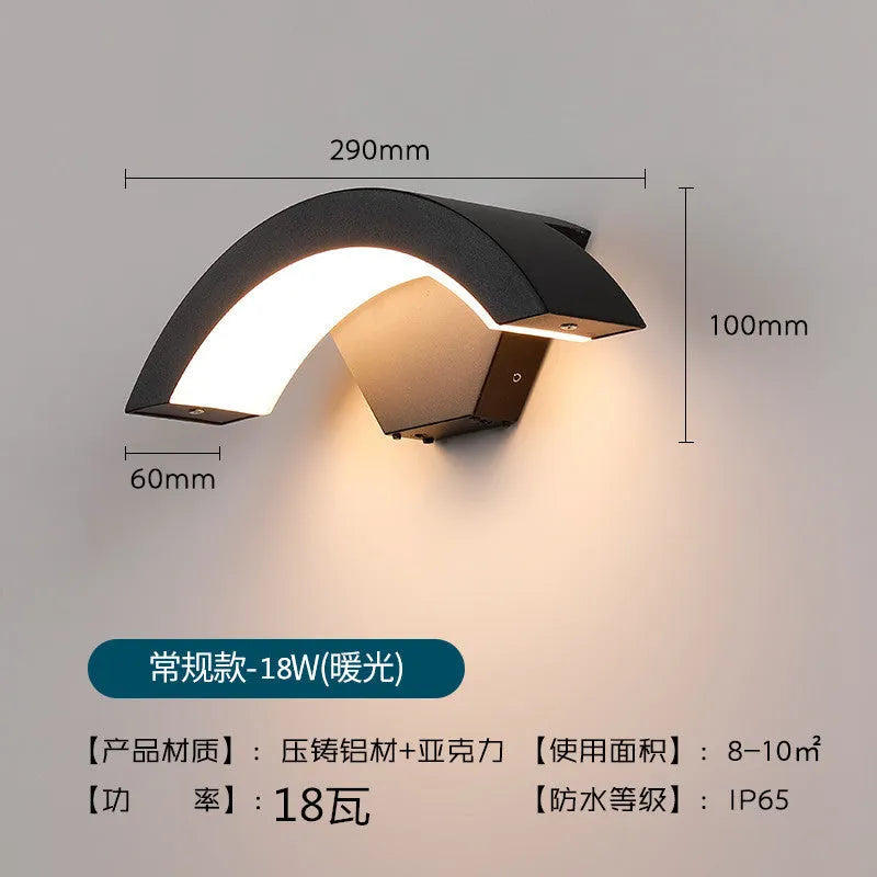 24W COB outdoor eaves wall lamp with aluminium shell and warm white light for villa entrance
