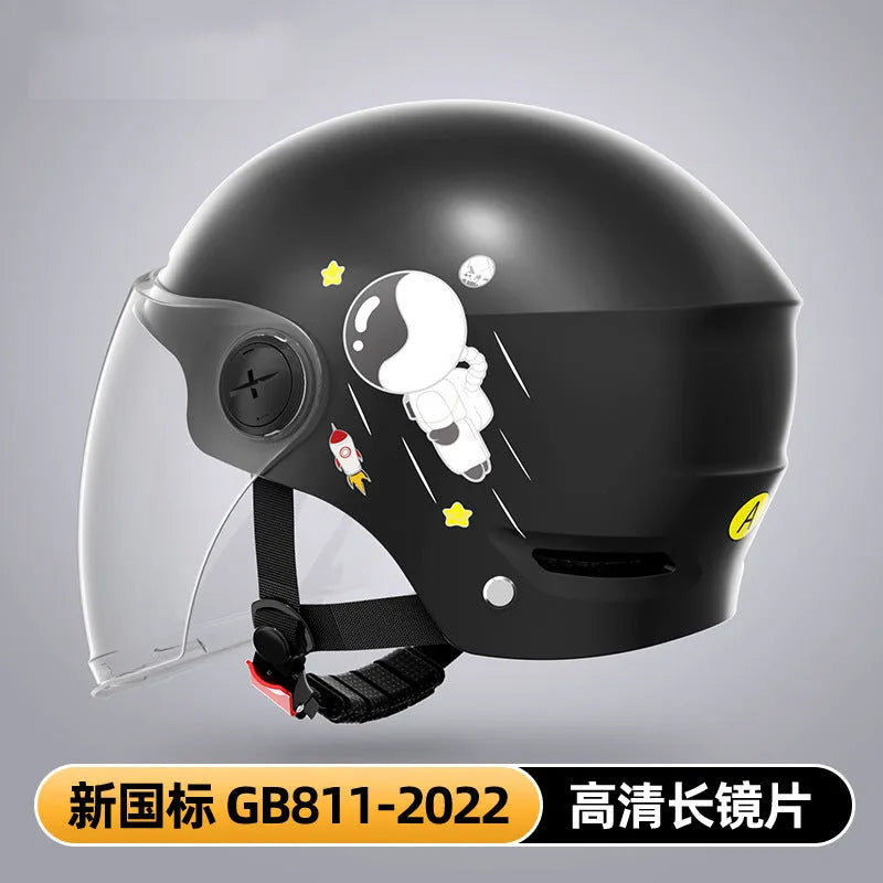 Khaki coloured electric motorcycle half helmet with interchangeable glasses options for commuting