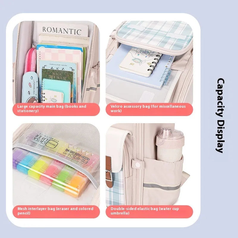 Student school backpack in Oxford cloth with large capacity for grade 5-6 education
