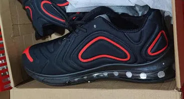 Men's black casual lace-up sneakers with round toe and thick sole design