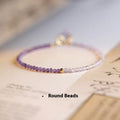 Women's purple crystal bracelet with rattan detail and geometric cut surface, 2mm thickness