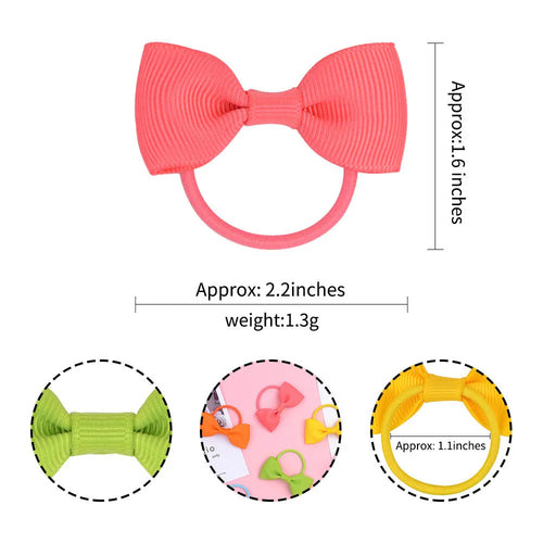 80 piece set of multi-coloured baby hair ties with grosgrain ribbon bows for infants and toddlers